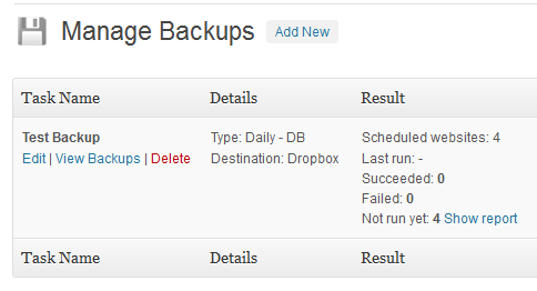 Manage Backups
