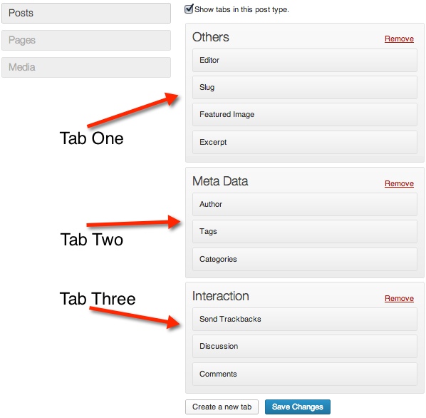 Create multiple tabs and drag and drop meta-boxes to organize them. Create multiple tabs and drag and drop meta-boxes to organize them.