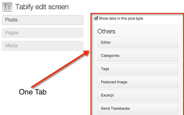 The intial tab section with the list of meta-boxes that will appear on it. The intial tab section with the list of meta-boxes that will appear on it.