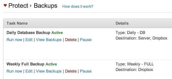 Scheduled backups.