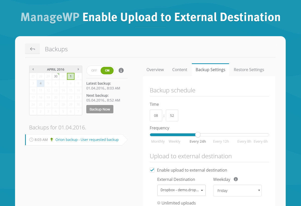 enable external destinations