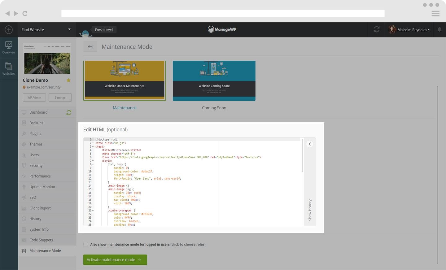 Edit HTML