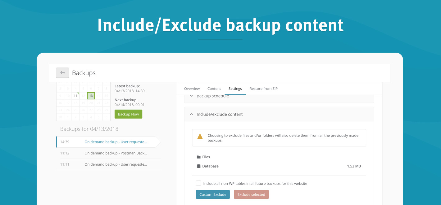 Include/exclude backup content