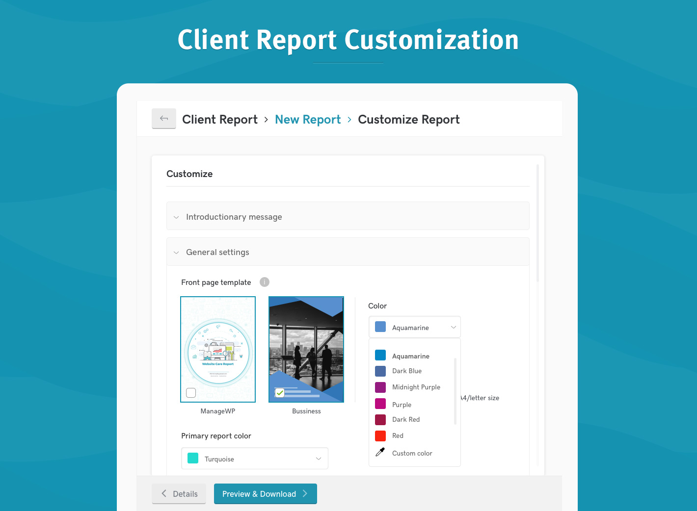 Personalização de relatórios de clientes  - cr2 02 - Novo Relatórios para Clientes