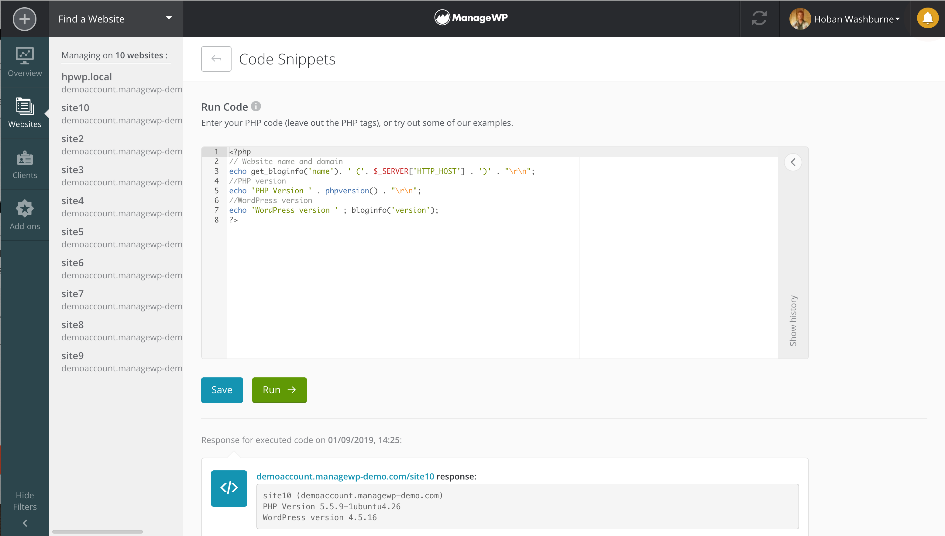 Code Snippets Section