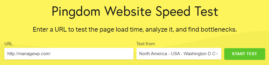 The Pingdom Tools homepage.