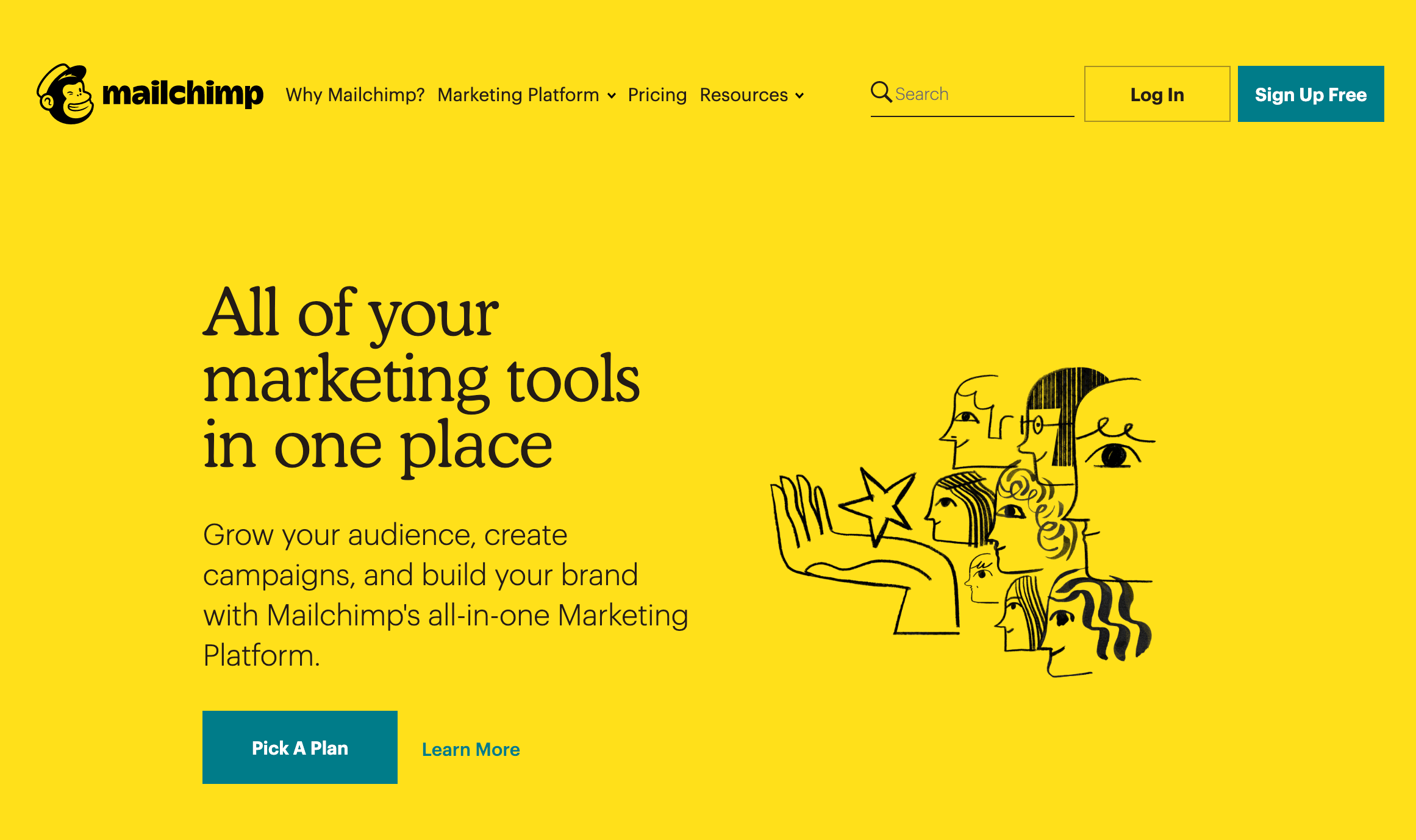 The MailChimp homepage.