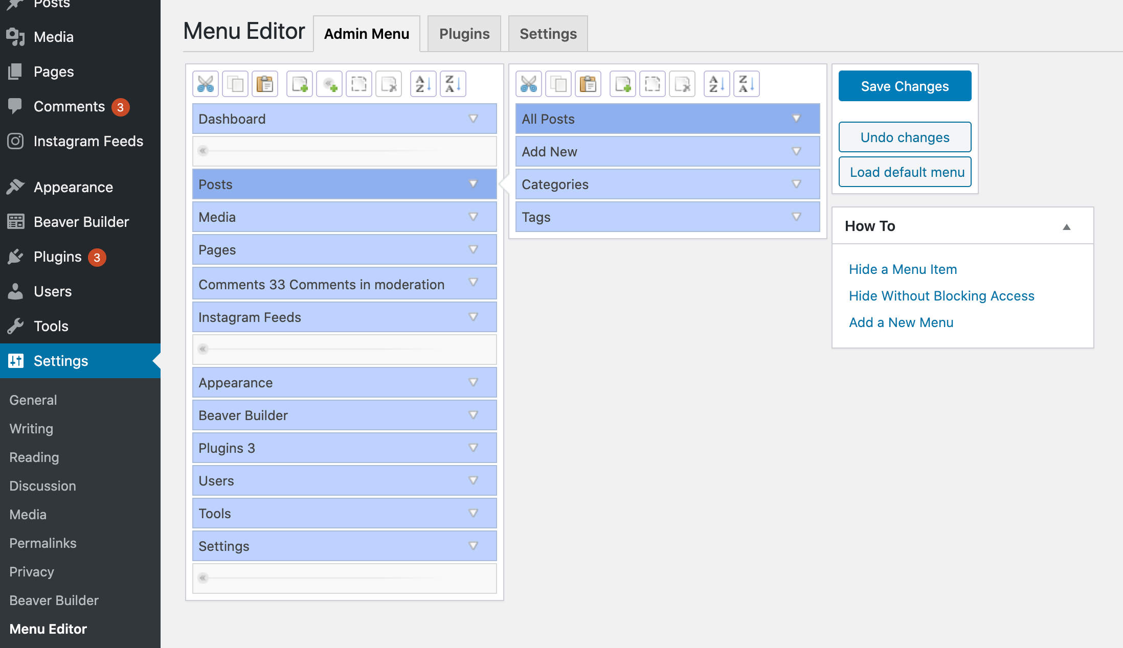 amdin menu editor pro remove text editor