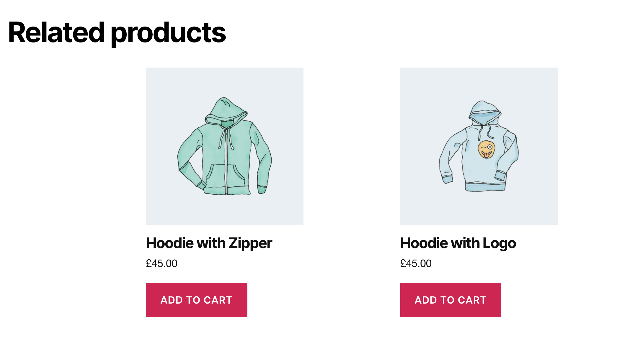 WooCommerce's built-in related products feature.