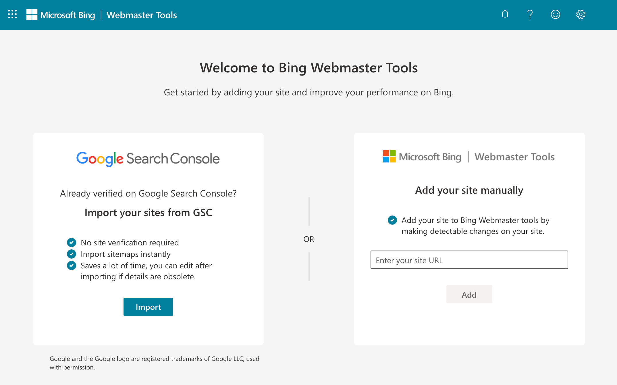 The Bing Webmaster Tools.