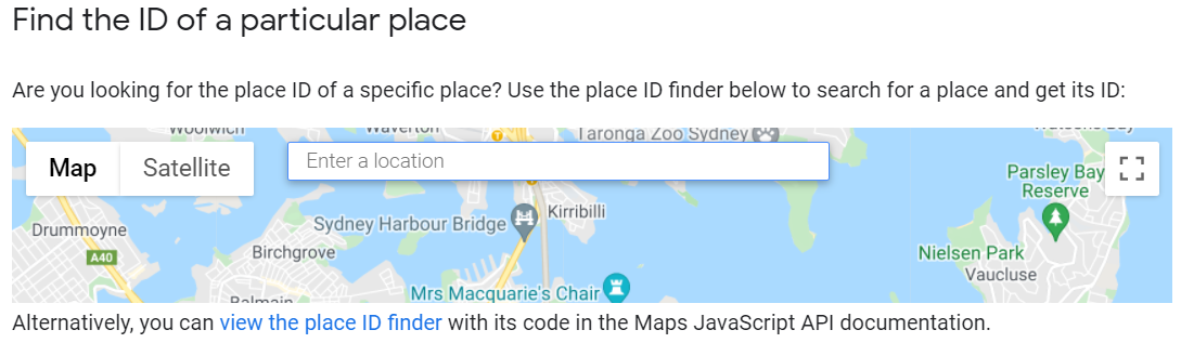 The Google Place ID Finder tool. 
