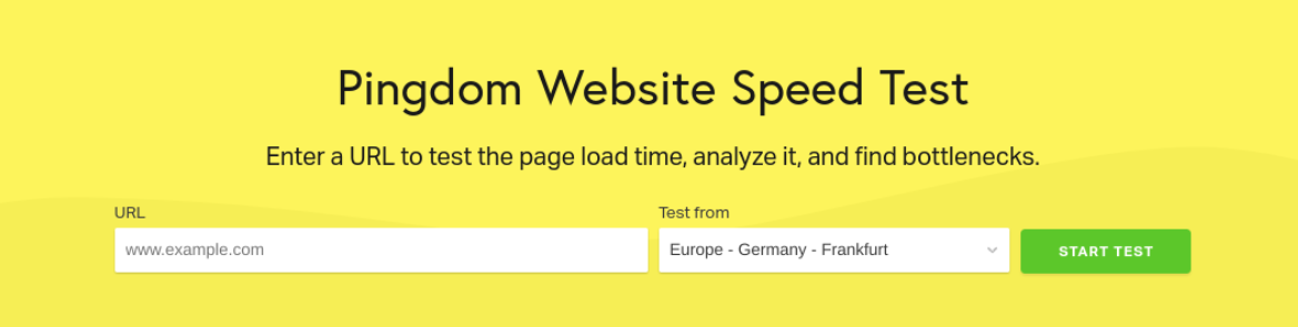 La herramienta de prueba de velocidad del sitio web de Pingdom.