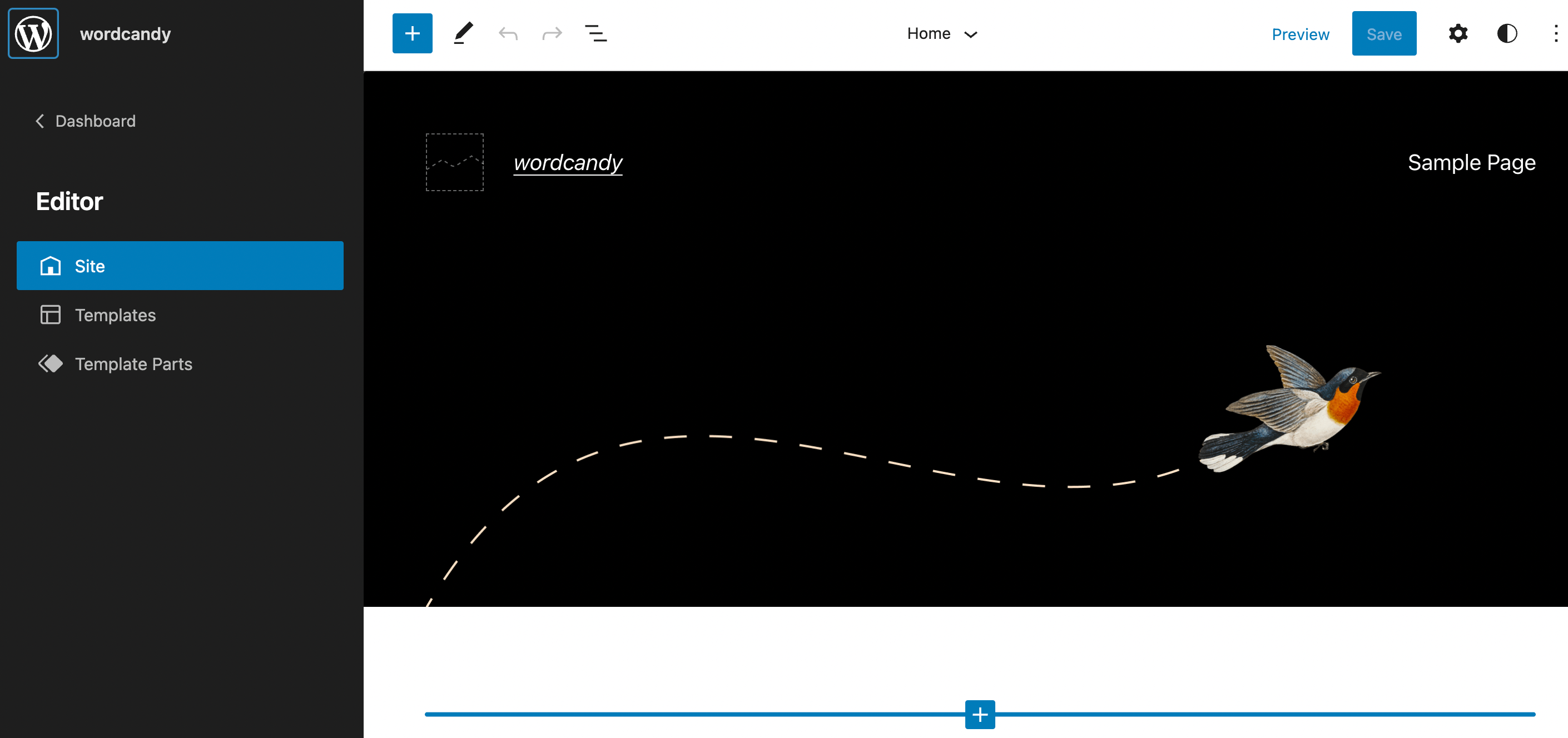 Access Template Part blocks in the new full site editor.