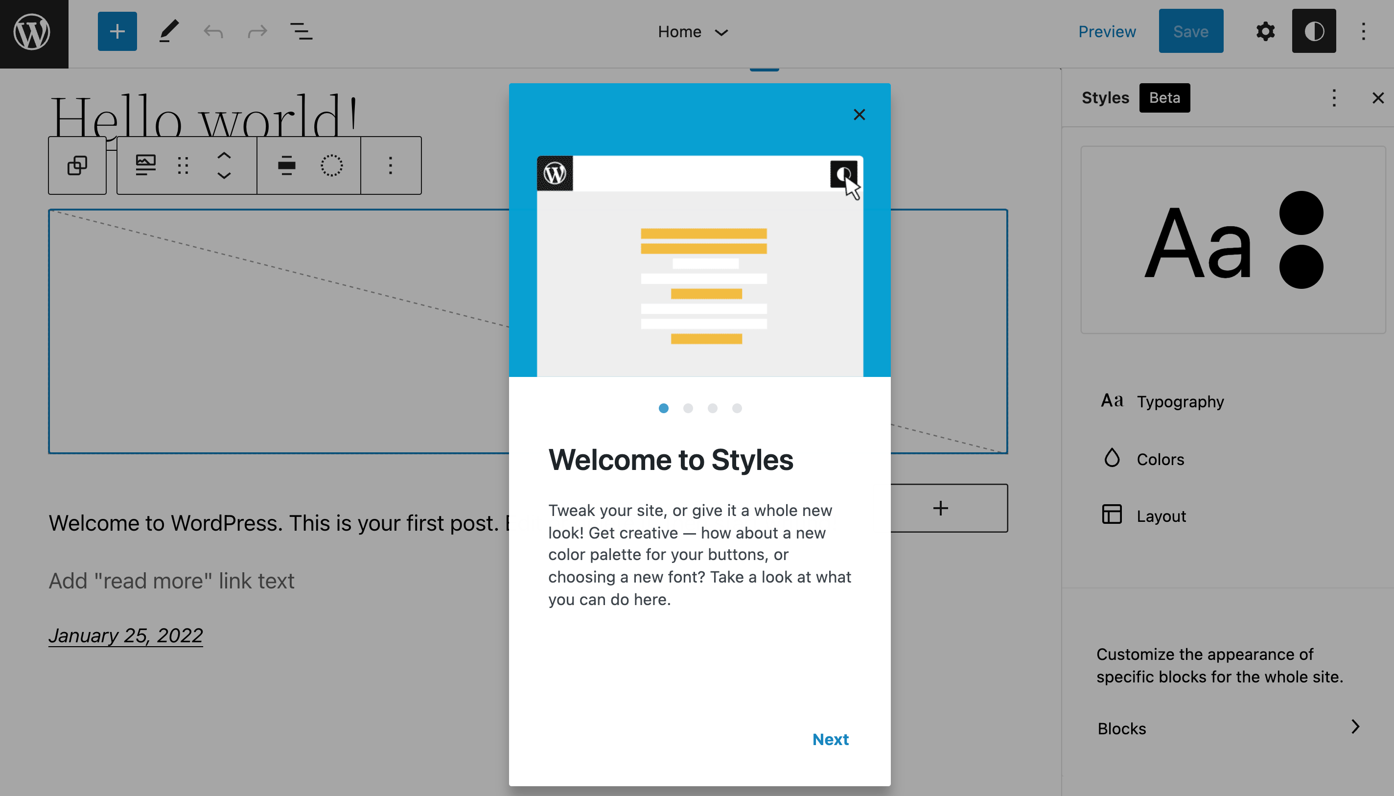 Welcome to WordPress' new Global Styles feature.