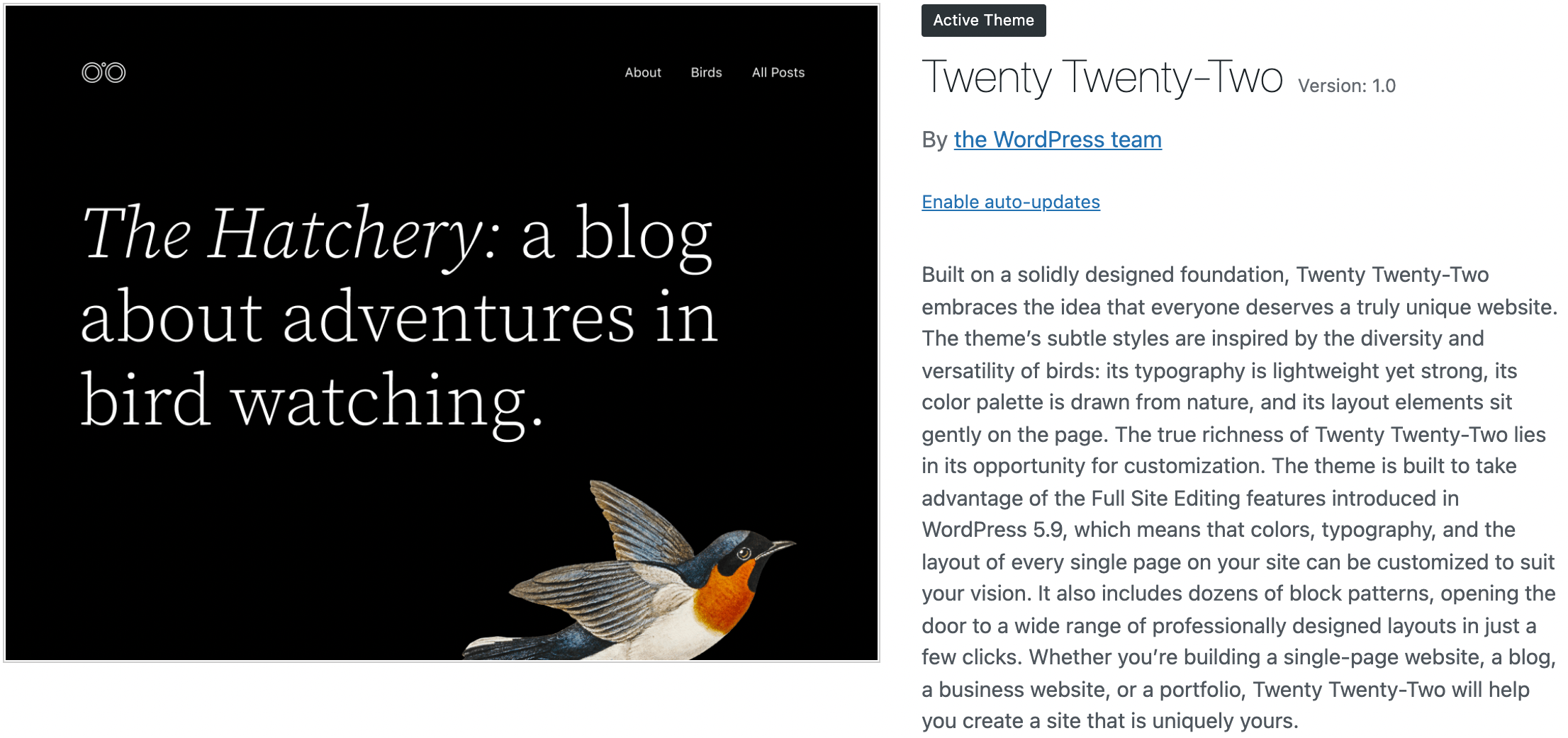 WordPress Twenty Twenty-Two theme.