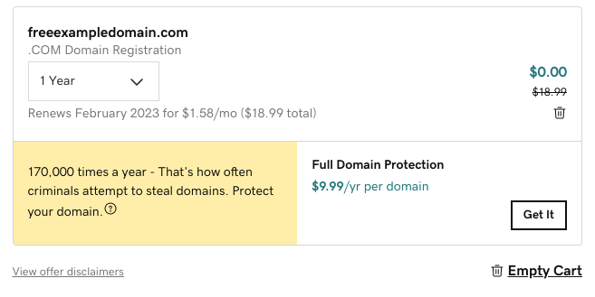 GoDaddy add domain protection
