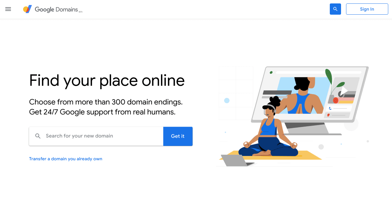 Google Domains home page