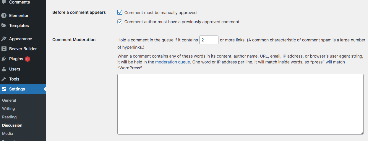 WordPress comment approval