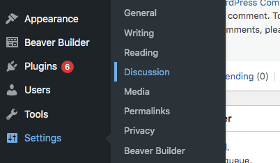 WordPress discussion settings