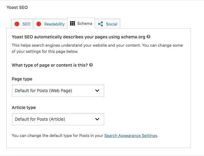Yoast schema tab