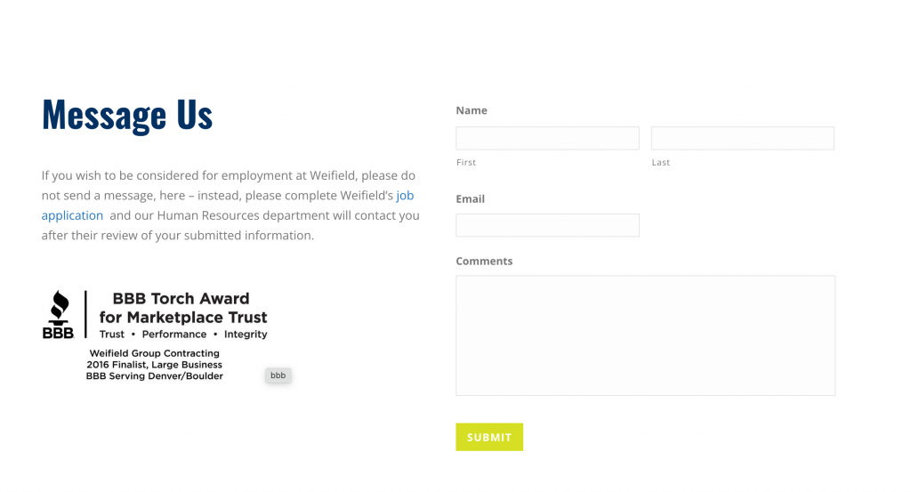 Contact form example